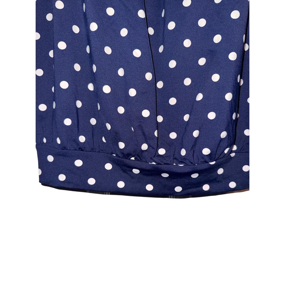 Lands End Navy Blue Polka Dot Tankini Top Sz 10P Retro Nautical Coastal Core - Picture 6 of 9